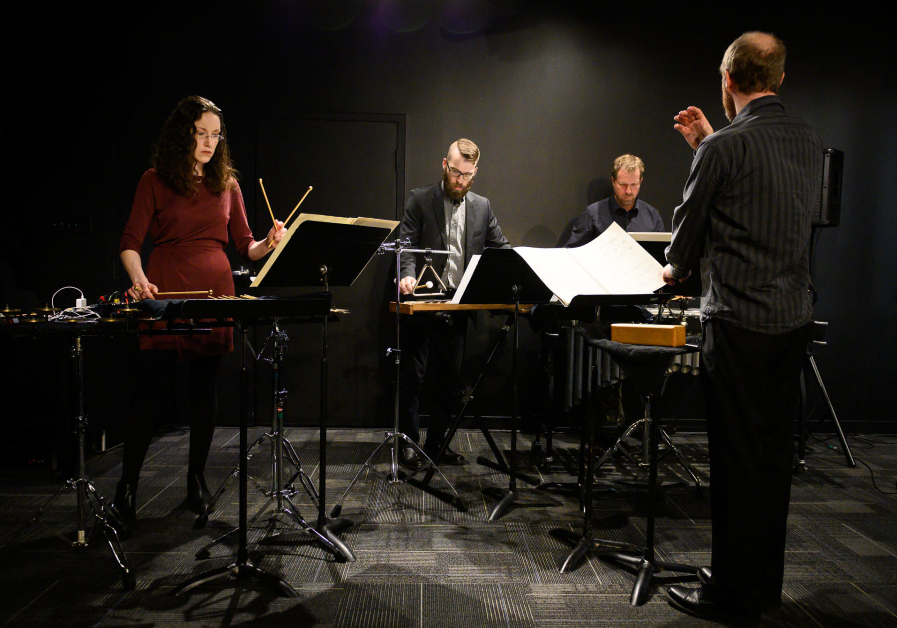 Katie Rife, Aaron Graham and Martin Fisk performing as Driftwood Percussion