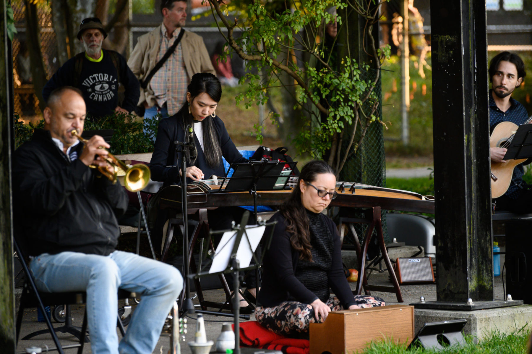 Music on Main All Star Band performingTerry Riley's In C in Mount Pleasant Park