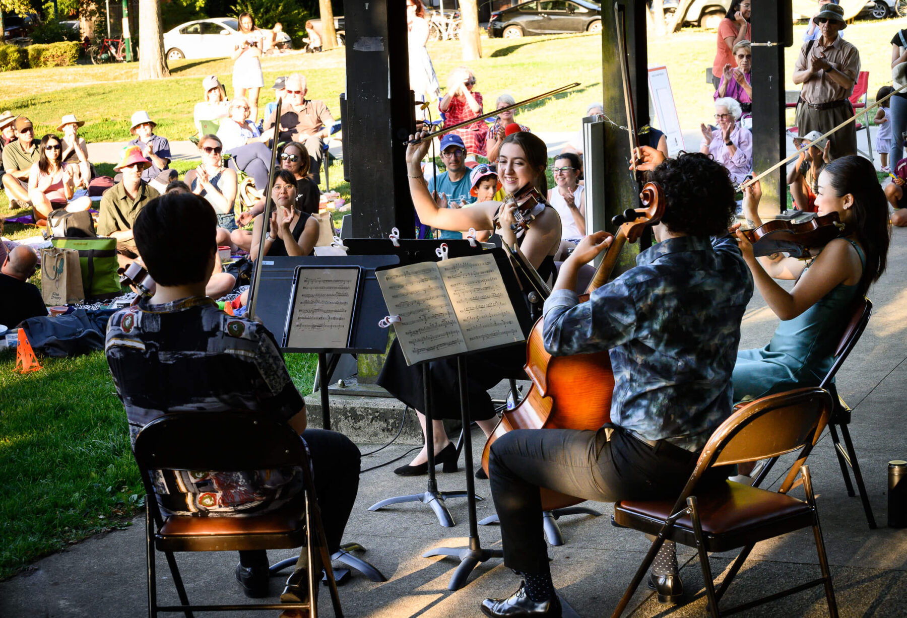 Raincity Quartet performing in the park