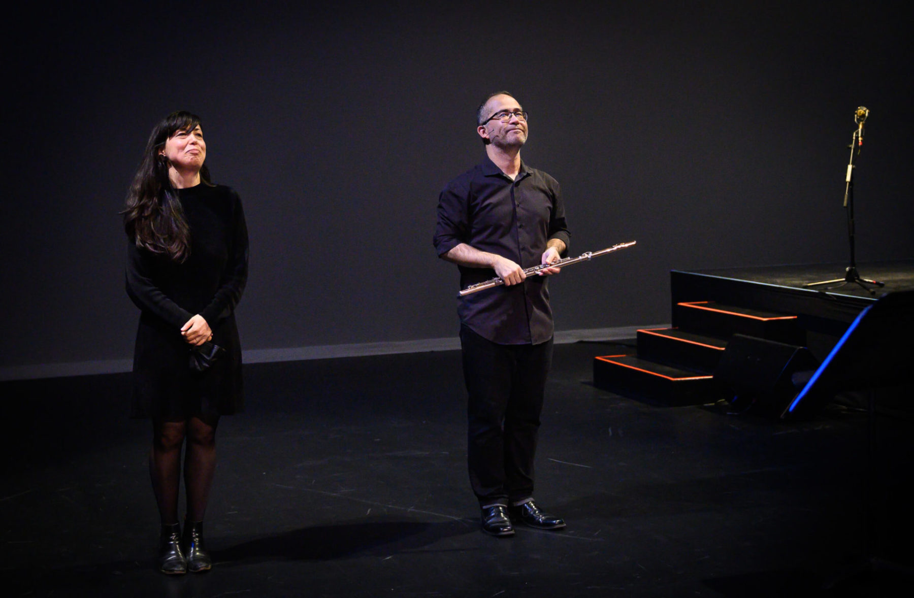 Mark Takeshi McGregor and Keiko Devaux standing on stage