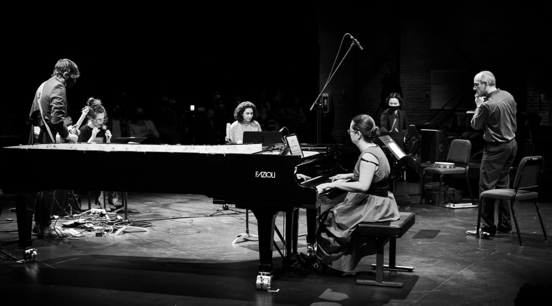 members of The Tempest Project company performing at the Roundhouse