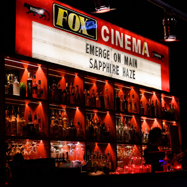 The Fox Cinema sign for Emerge on Main, Sapphire Haze